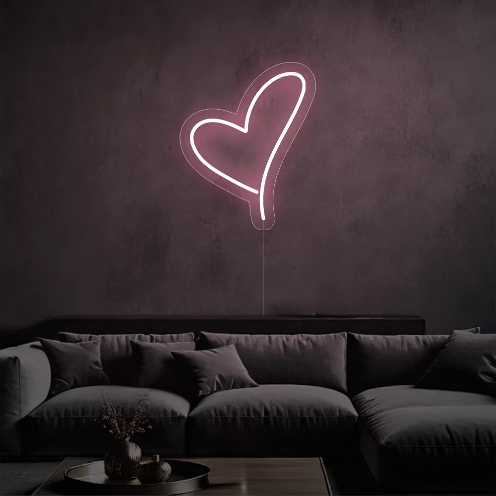 Neon coeur rose
